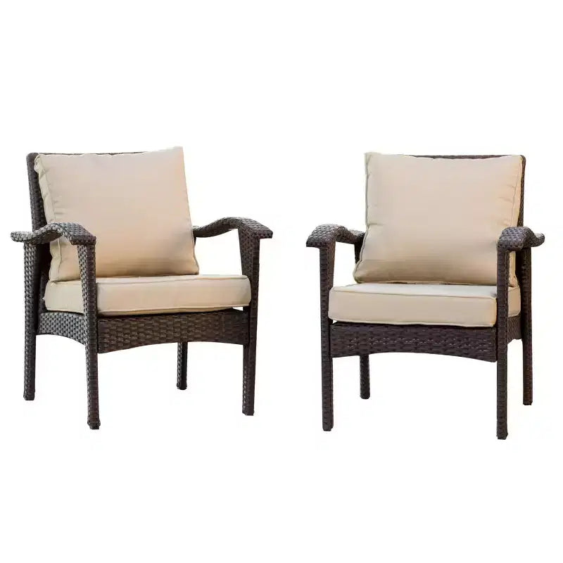 GDFStudio Hilary Outdoor Wicker Club Chairs with Cushion (Set of 2)