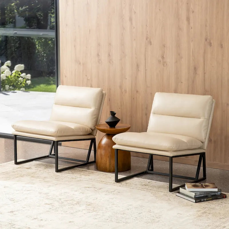 Modern Ergonomic PU Accent Armless Chair, 30.25 Inch Height