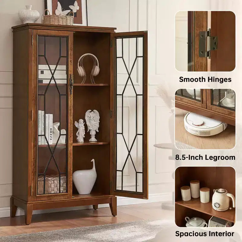 Elegant Finish Sideboard Buffet Cabinet with Adjustable Feet and Anti-Tip Device - Perfect Storage Solution for Dining Room or Living Area