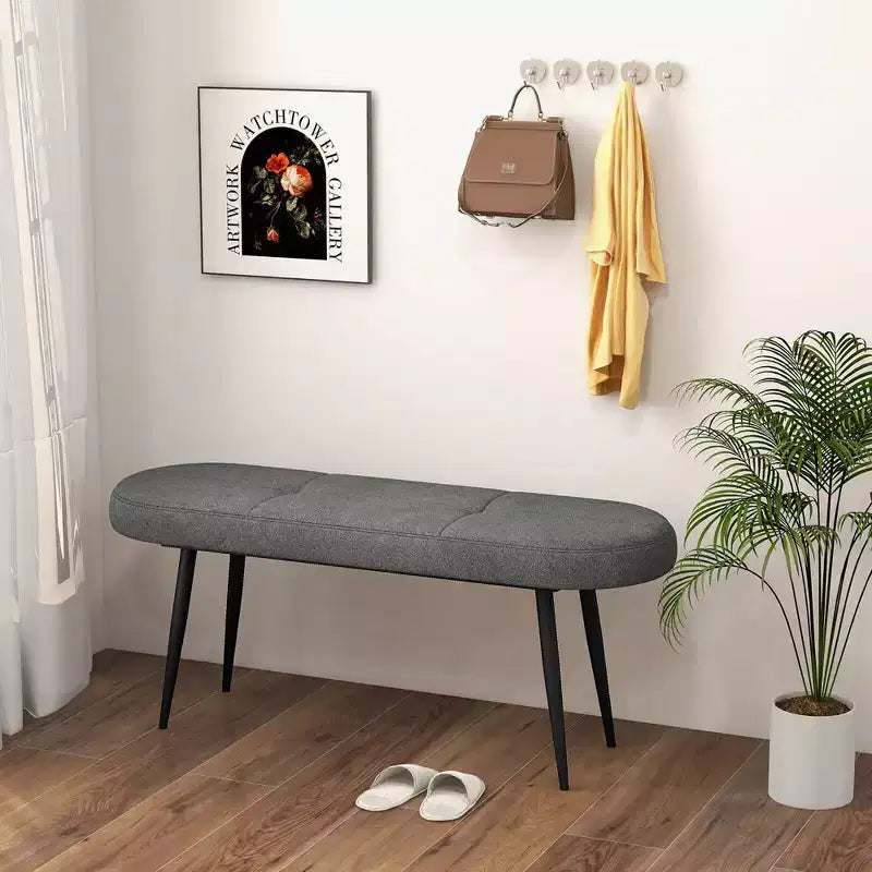 Costway 47 Upholstered Entryway Bench w/ Padded Seat & Heavy-duty Metal Frame