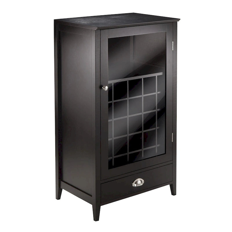 Espresso Modular Wine Cabinet with Glass Rack and Stemware Storage
