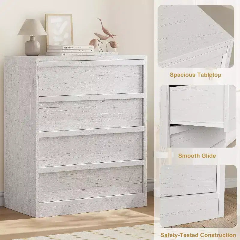 4 Drawer Dresser for Bedroom, 39in Tall Nightstand with 4 Drawers & Large Storage, Small Modern Bedside End Table for Living Room, Nursery & Entryway