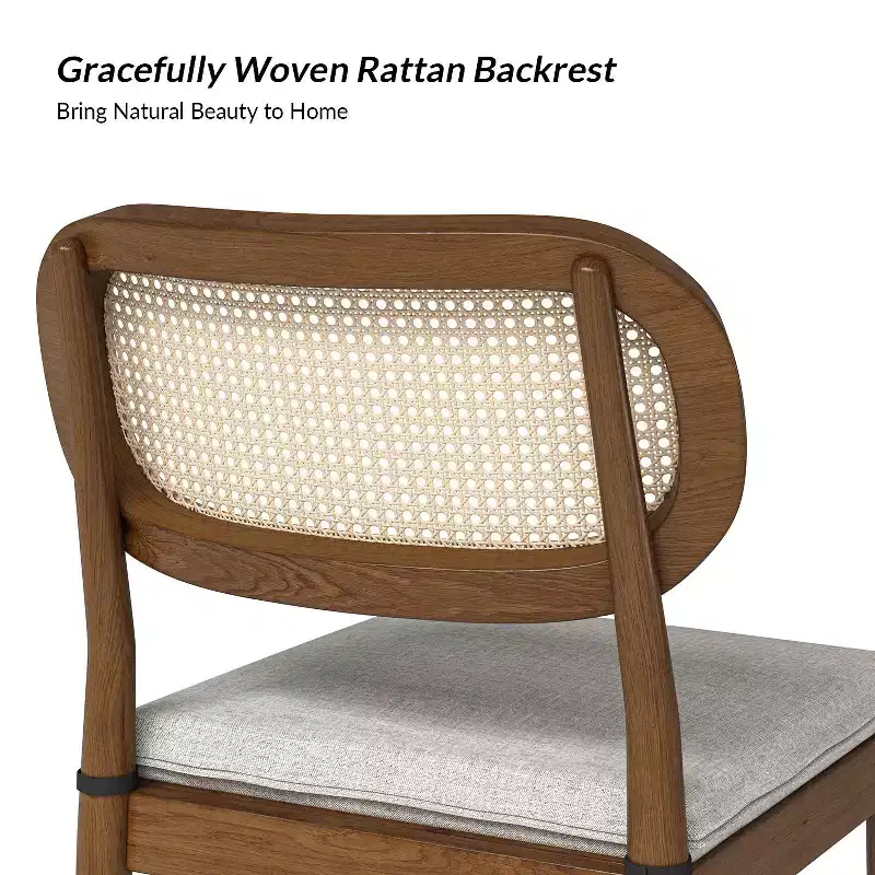 Hartmut Modern Ratten Dining Chair Set of 2 with Solid Wood Legs ART OF LIVING DESIGNS