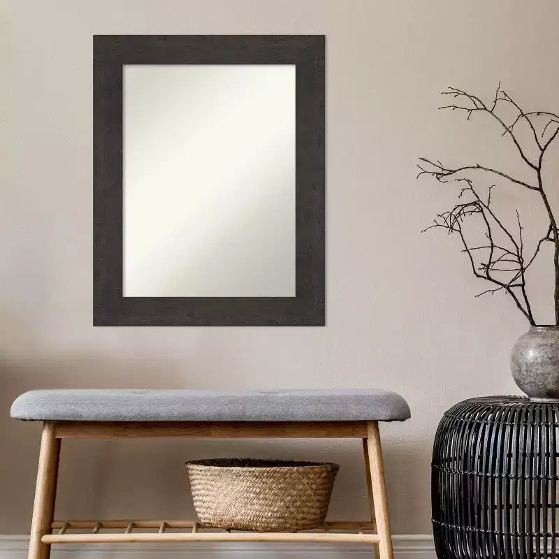 Rectangular Wall Mirror with Espresso Wood Frame – 23.5