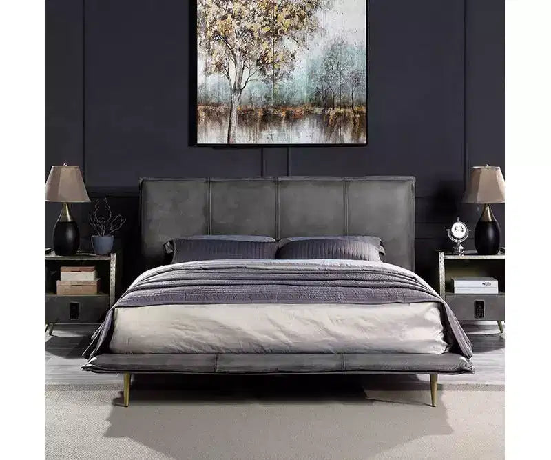 Acme Furniture King Metis Bed Grain Leather Gray
