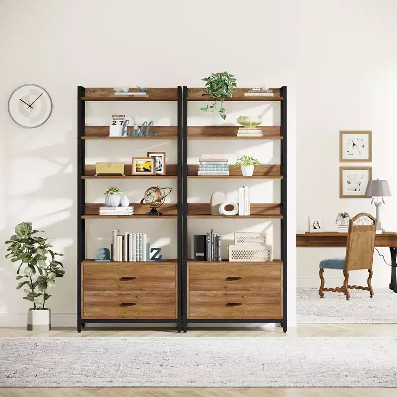 Lantine 70.8 2 Drawers 5 Shelf Open Bookcase