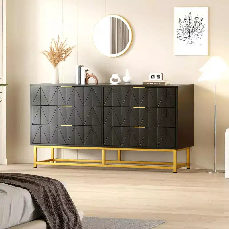 6-Drawer Fabric Dresser for Bedroom, Small Storage Chest with Wood Top, Modern Nightstand End Table for Closet, Living Room, Clothes Organizer