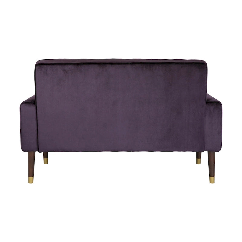 Mid-Century Modern Tufted Velvet Loveseat with Gold Tapered Legs