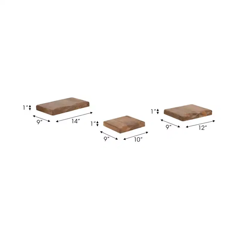 Floating Wall Shelves - Solid Mango Wood Rustic Wall Mounted Storage Shelves for Home & Office Decor - Casual Style Display for Bedroom, Living Room