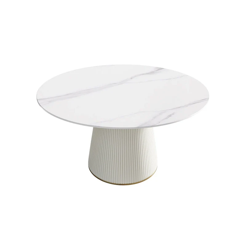 53 Round Dining Table for 6 with Sintered Stone Tabletop and Lazy Susan