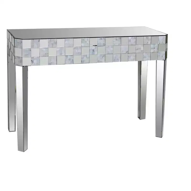 Royal Hampton Chequered Pattern Console Table In Rectangular Shape, Clear