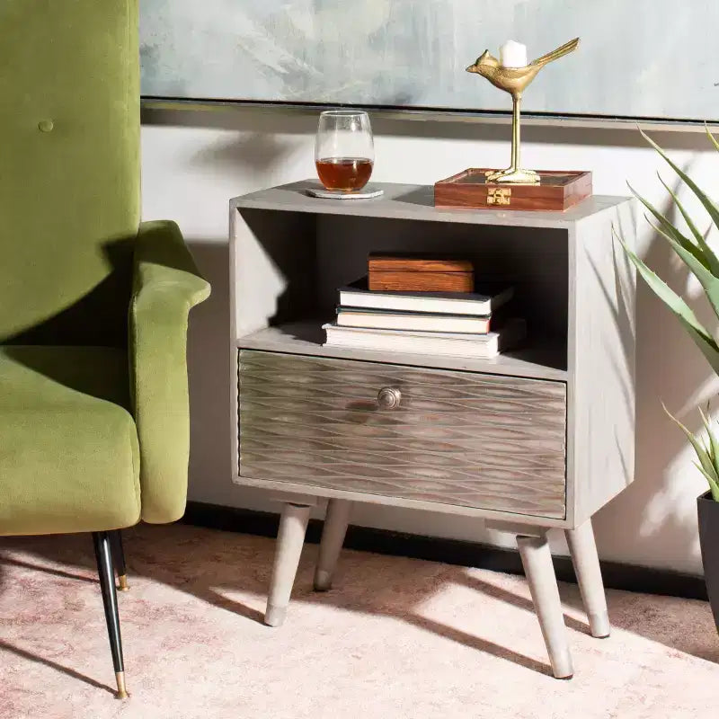 Brandy 1 Drawer Nightstand - NST5301 - Grey Walnut - Safavieh