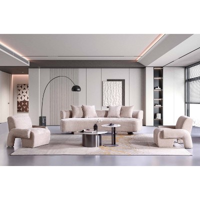 Manhattan Comfort 3pc Verandah Chenille Upholstered 112 Sofa and 2 Accent Chairs