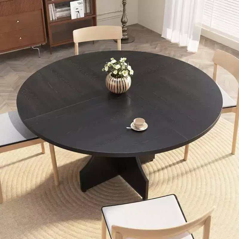 47 Farmhouse Round Dining Table for 46, Rustic Wooden Circle Kitchen Table with Pedestal Base for Apartment & Small Dining Room