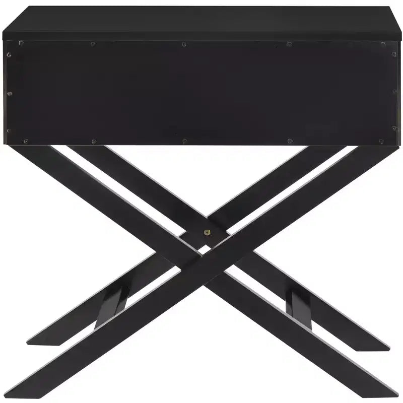 X Frame 1-Drawer Nightstand with Textured Drawer Front