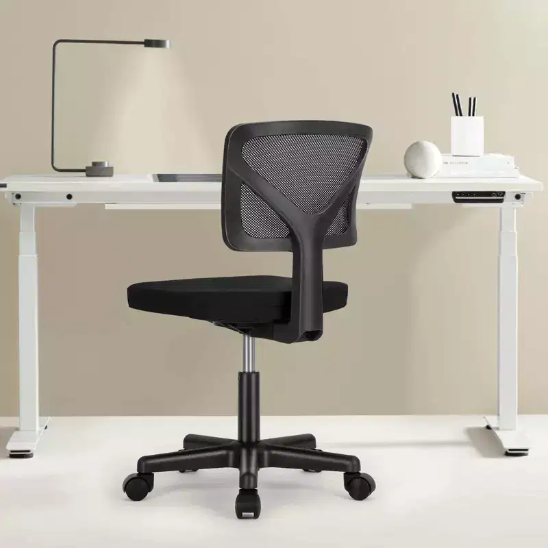 Low-Back Mesh Armless Office Chair with Lumbar Support for Study, Office and Reading Room