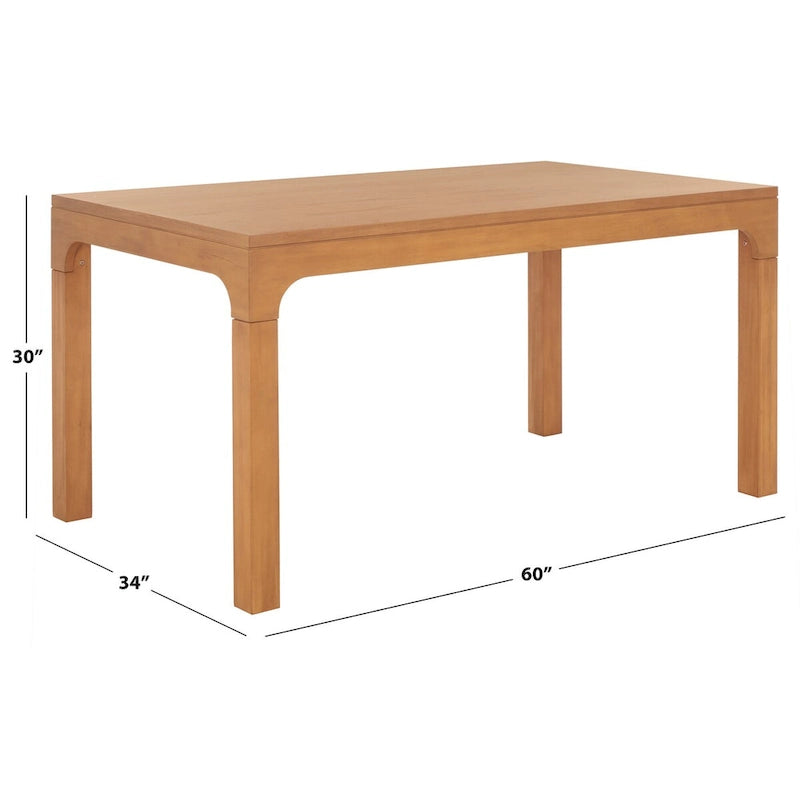 60-Inch Rectangle Dining Table | Mahogany Wood | Seats 8 | Modern Curved Base