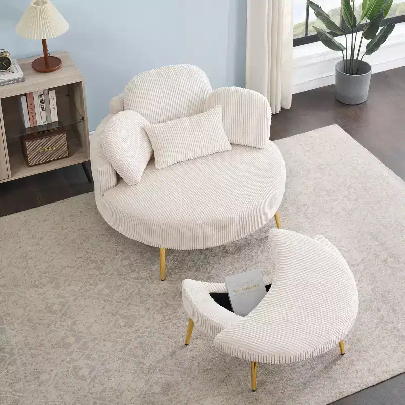 Modern Small Chaise Lounge Sleeper Sofa Bed with Storage Footstool – Upholstered Armchair for Living Room