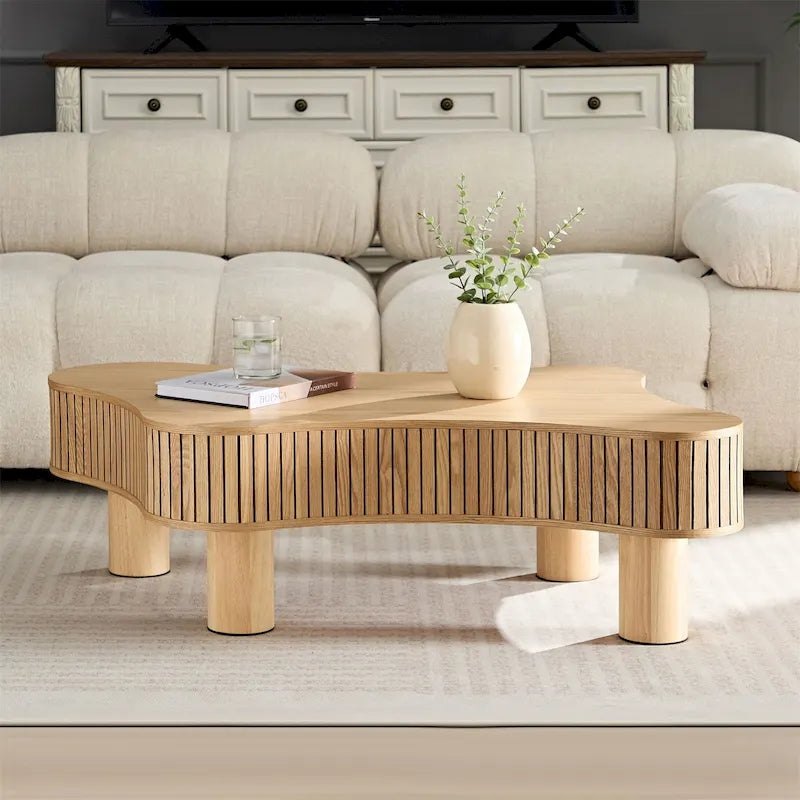 42.52 Inch Modern Wooden Drum Coffee Table