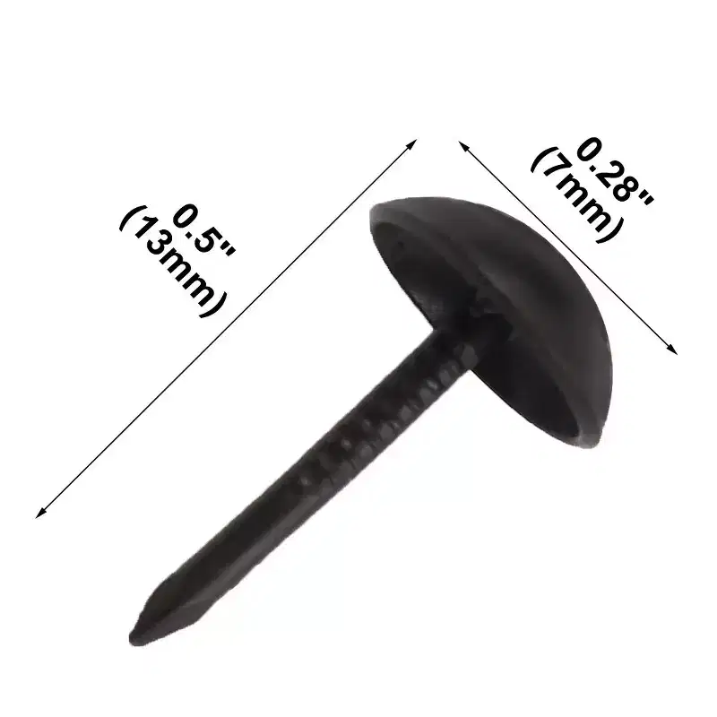 Unique Bargains Table Sofa Metal Round Head Thumb Tack Nails 0.28 x 0.5 Black 200 Pcs