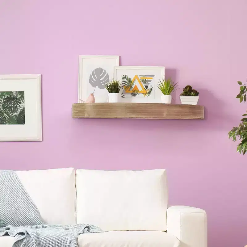 Small Round Wood Floating Decorative Wall Shelf Brown - American Art Decor: Modern Style, No Assembly Required