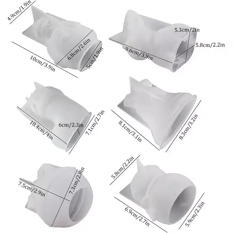JDICTION 6Pcs Christmas Candle Molds - Snowman/Jingle Bell/Sock/Santa/Elk Silicone Resin Molds, Xmas Craft Supplies