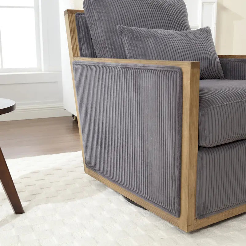 360° Swivel Barrel Accent Chair | Hardwood Frame | Foam Cushion | 300 lb | 26.77H