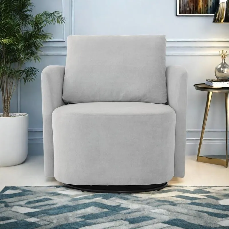 Chenille 360° Swivel Barrel Accent Chair, Single