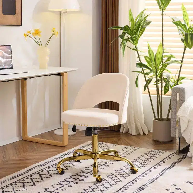 Velvet Task Chair �C Adjustable Height 19�C23, 360�� Swivel, 330 lbs, with Wheels