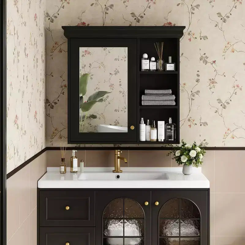Modern Wall-Mounted Bathroom Cabinet with Mirror and Storage Shelves
