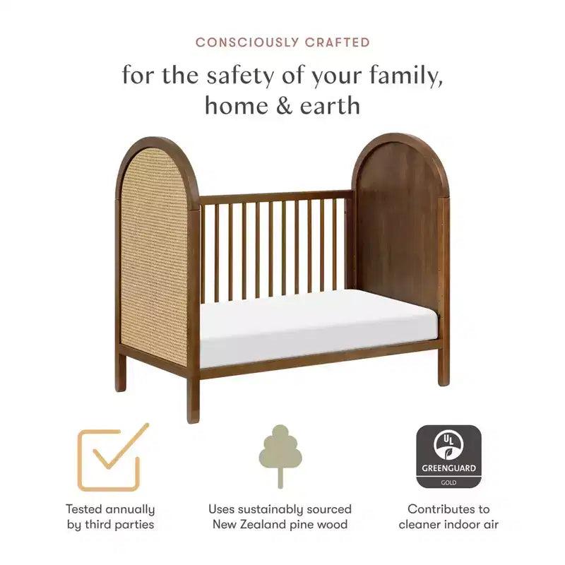 Boho Cane 3-in-1 Convertible Crib with Toddler Bed Conversion Kit
