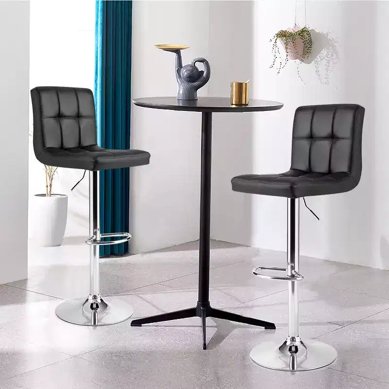 Costway Set of 2 Bar Stools PU Leather Adjustable Barstool Low Back Swivel Pub Chairs Black
