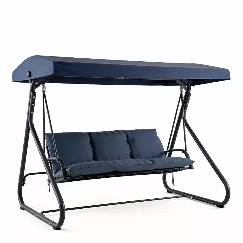 3-Seat Heavy-Duty Outdoor Swing with Adjustable Canopy, Convertible Bed, Removable Cushions & 750 lbs Capacity, Weather-Resistant for Patio, Garden