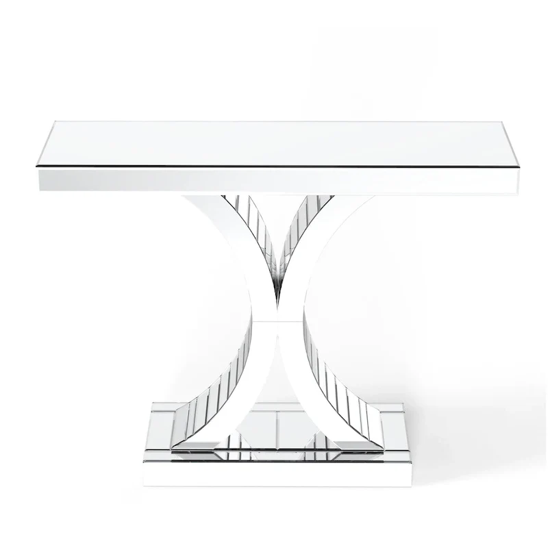 Mirrored Console Table with X-Cross Legs