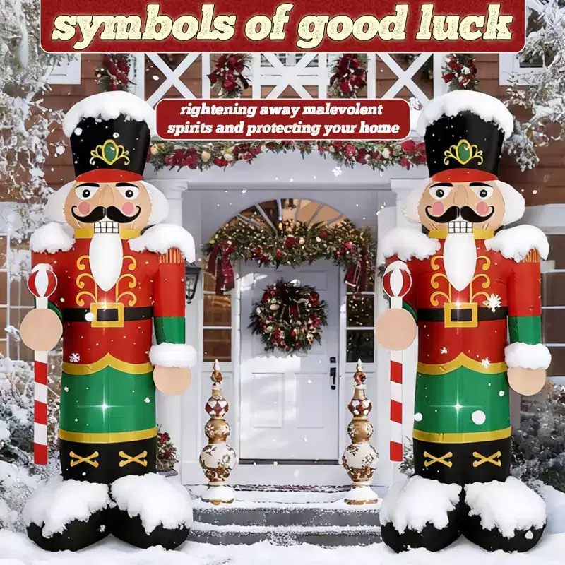 GOTGELIF 12FT Inflatable Christmas Nutcracker Soldier with LED Lights Outdoor Holiday Decoration