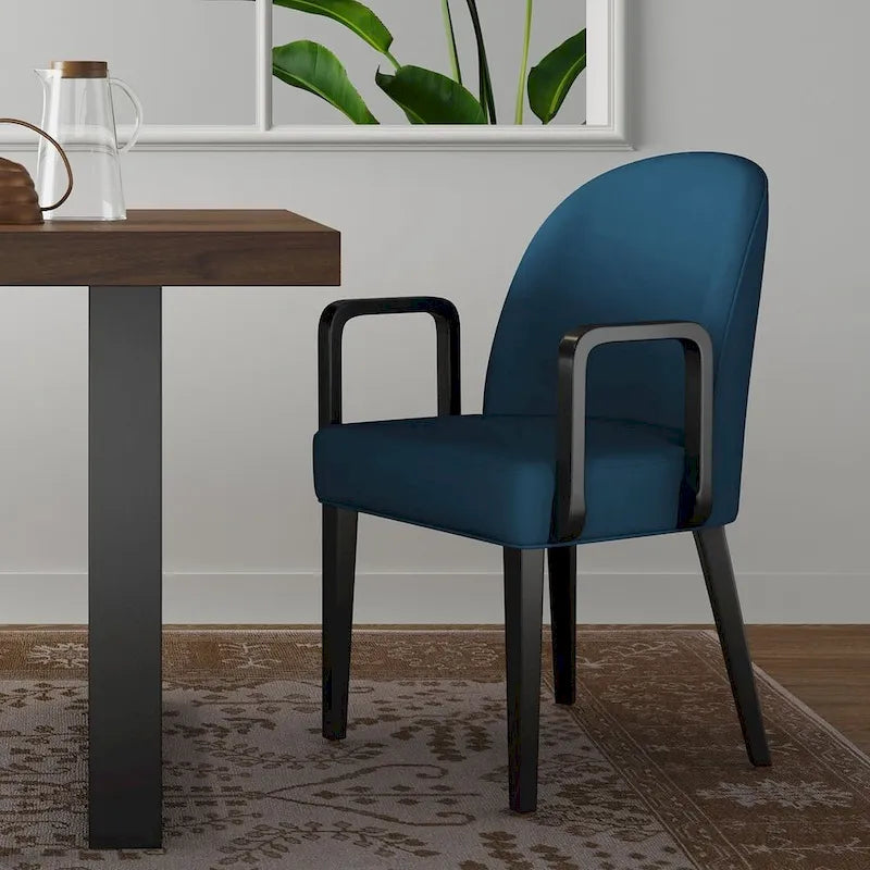 Modern Leatherette and Velvet Upholstered Dining Arm Chair