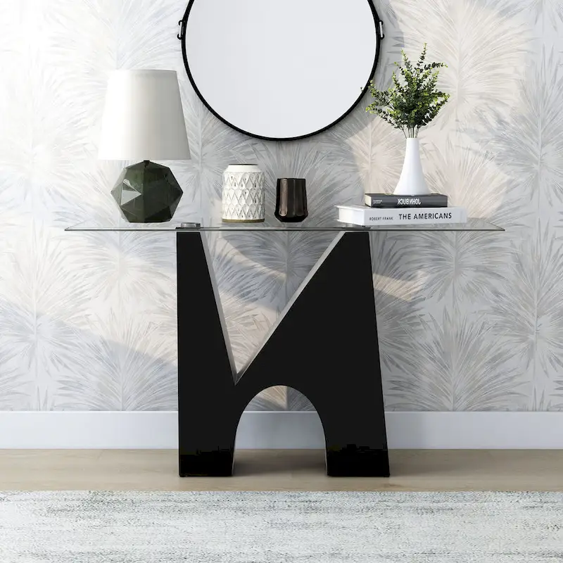 Noele Modern Black 48-inch Glasstop Console Table by Furniture of America