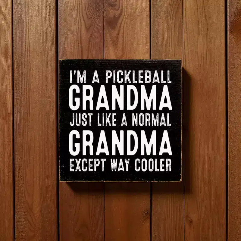 Slickblue Pickleball Grandma Wood Sign  Funny 7x7 Rustic Wall Decor  Way Cooler Than Normal Grandma, 10 Color Options