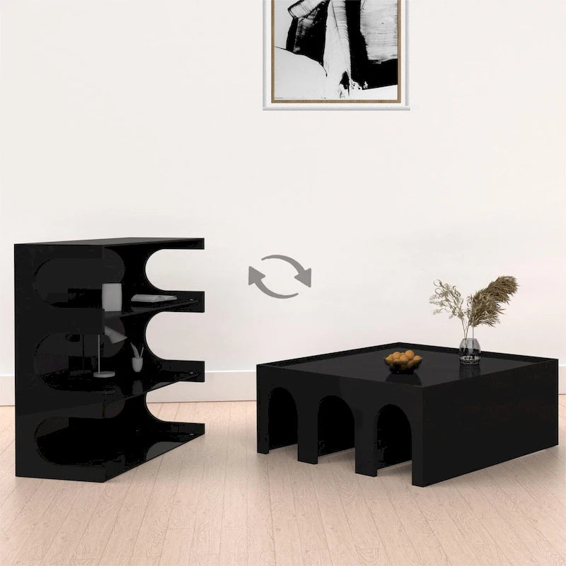 4-Tier Bookshelf & Coffee Table 2-in-1
