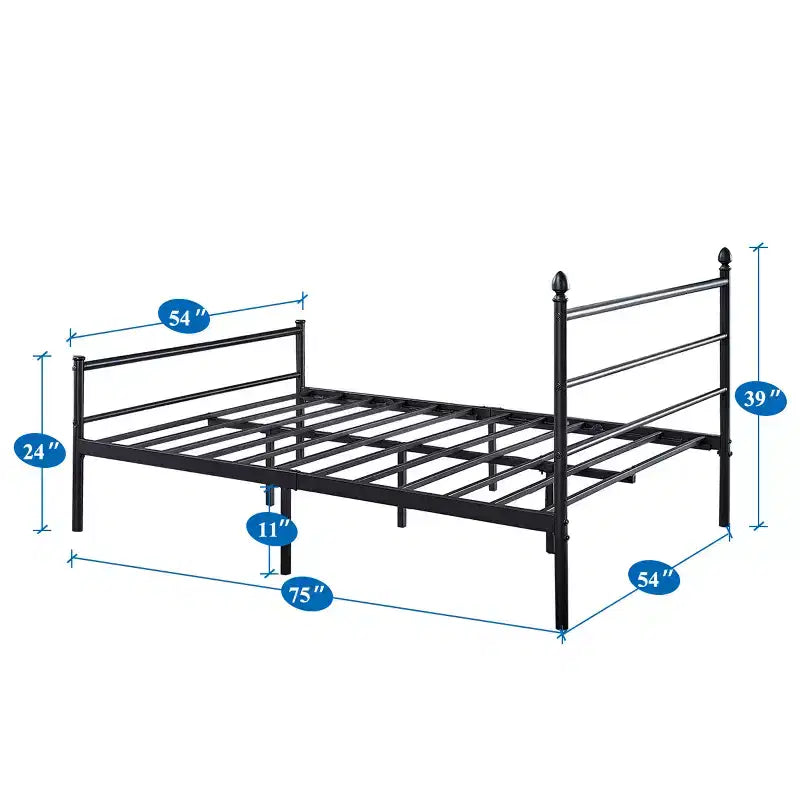 Twin Metal Platform Bed, Bed Frame with Headboard & Footboard, No Spring Box Needed, Black