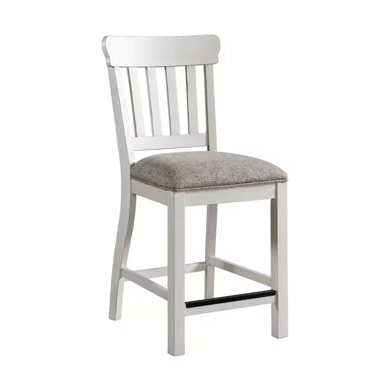Set of 2 24 Drake Slat Back Cushion Seat Counter Height Barstools Rustic White/French Oak - Intercon