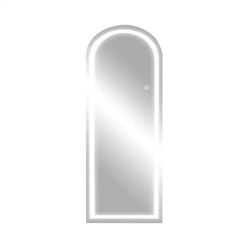 Full Length Arch Shaped Corner Aluminum Alloy Frameless Mirror with Stand for Living Room Bedroom