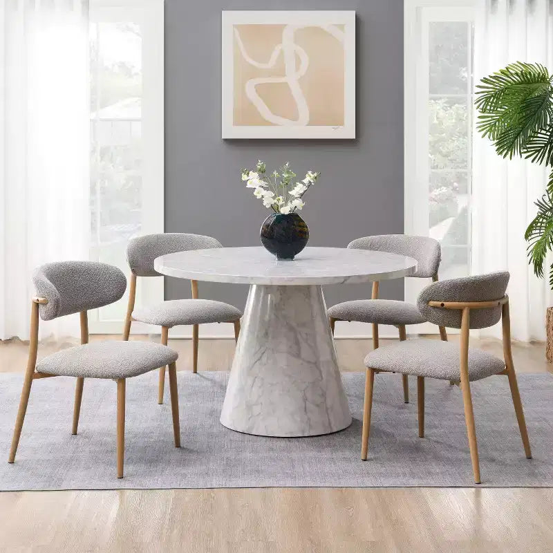 Marble-Grain 47 Pedestal Round Dining Table
