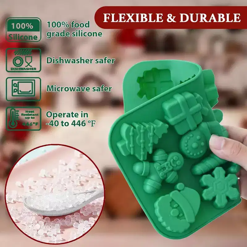 JDICTION Christmas Silicone Molds 2PCS 3D Snowflake Snowman Tree Santa Candy Molds for Chocolate Soap Candle Making
