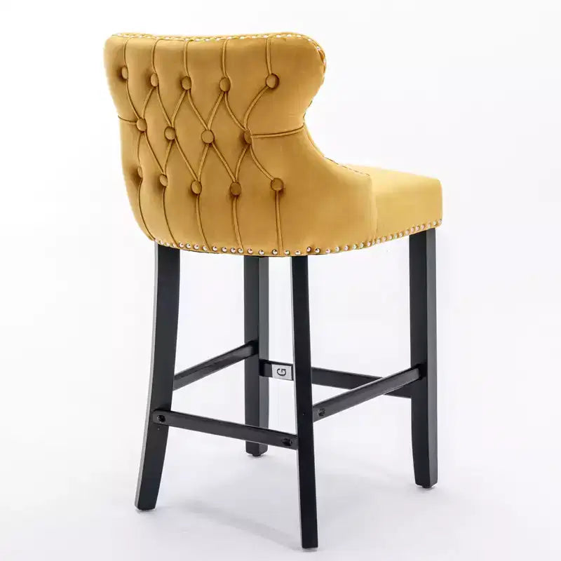 Modern Velvet Wing-Back Counter Stools Set of 2 - Upholstered Bar Chairs for Kitchen, Cafe