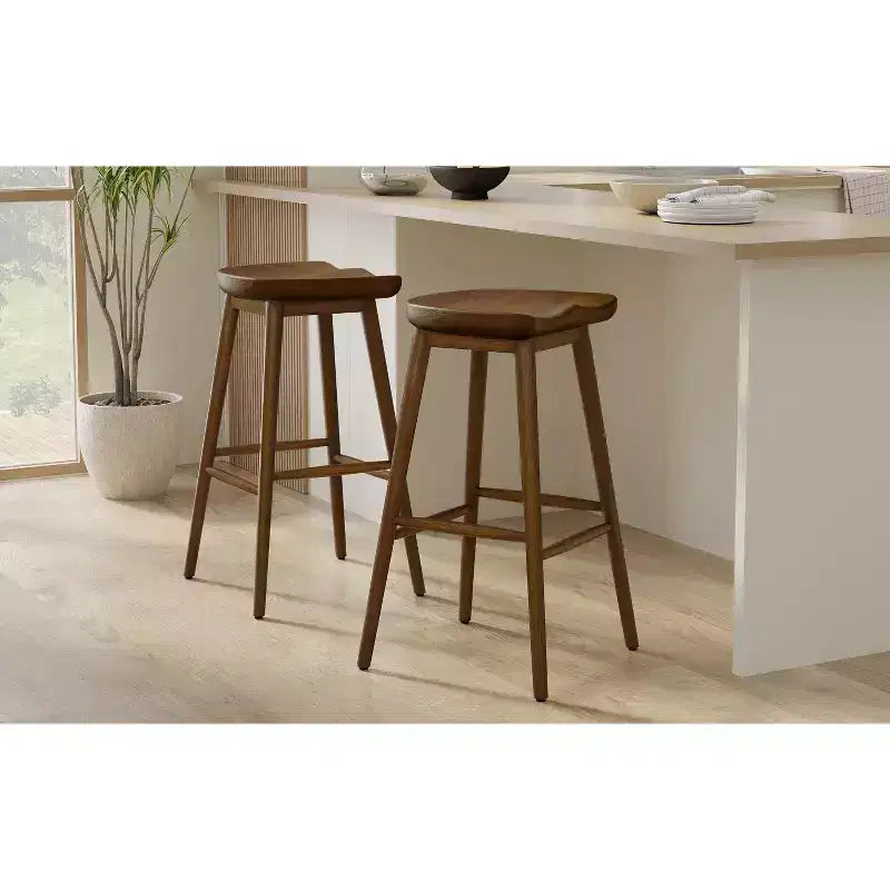 Euston Modern Rustic 30 inch Bar Stool in Dark Walnut , Fully Assembled