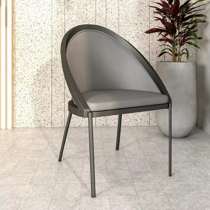 LeisureMod Urbane Collection Upholstered Dining Chair Set of 4  Vinyl Seat with Stainless Steel Legs, Modern Kitchen, Dining Room, Cafe Seating