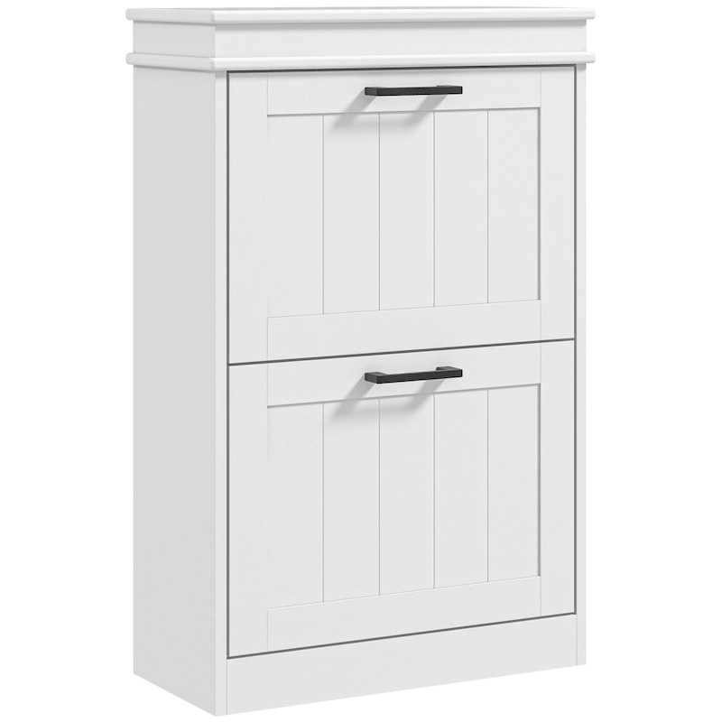 Shoe Cabinet for Entryway, Narrow Shoe Rack Storage Organizer with 2 Flip Drawers and Adjustable Shelves for 10 Pairs of Shoes