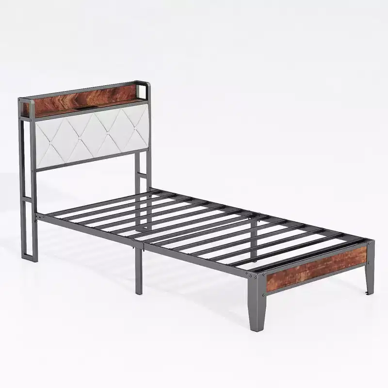JIONJOY Noise-Free Bed Frame with Built-in Charging Ports, 11 Underbed Storage, No Box Spring Needed