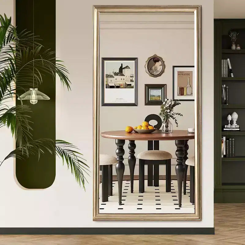 32x70 Full Body Floor Mirror: Elegant Frame, Durable Structure - Perfect for Bedrooms, Stores, Salons